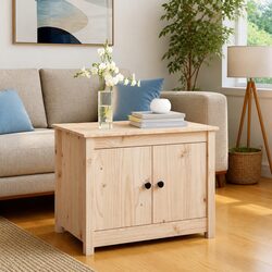 Coffee Table 71x49x55cm Solid Pine Wood Storage Compartments Brown Accent