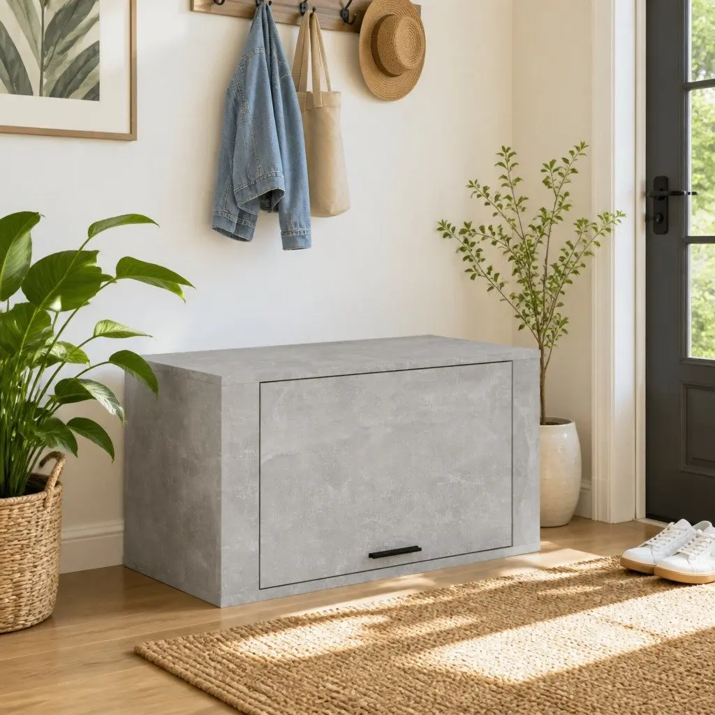 Wall-mounted Shoe Cabinet Grey Engineered Wood 70x35x38cm