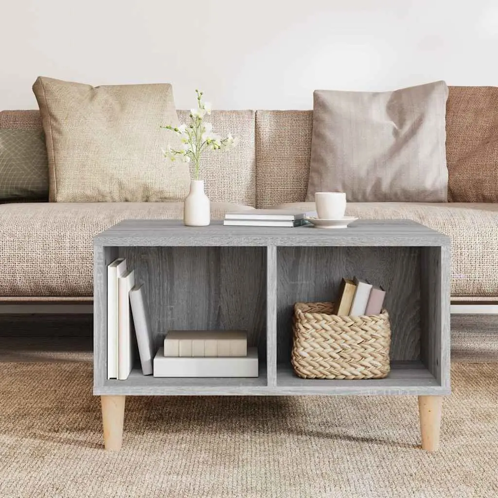 Coffee Table with Storage Compartments Open Shelving 60 x 50 x 36.5 cm Grey Engineered Wood