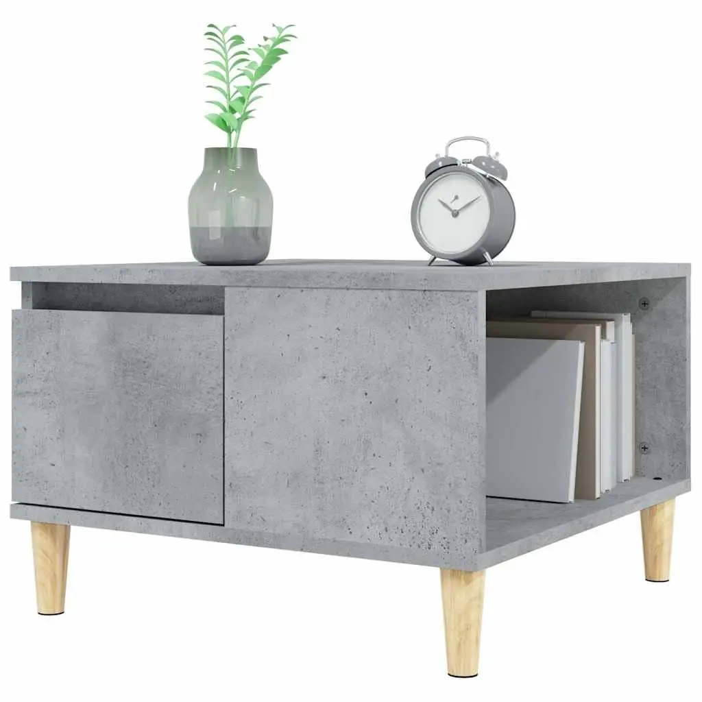 Coffee Table Grey Engineered Wood 55x55x36.5cm with Storage Drawer Open Compartment