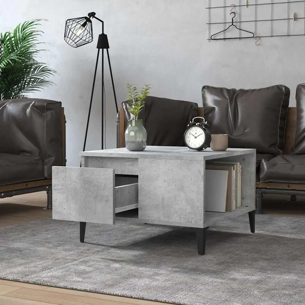 Coffee Table Grey Engineered Wood 55x55x36.5cm Drawer Storage