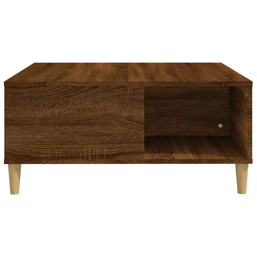 Coffee Table Engineered Wood Storage Compartment 80x80x36.5cm Brown Oak