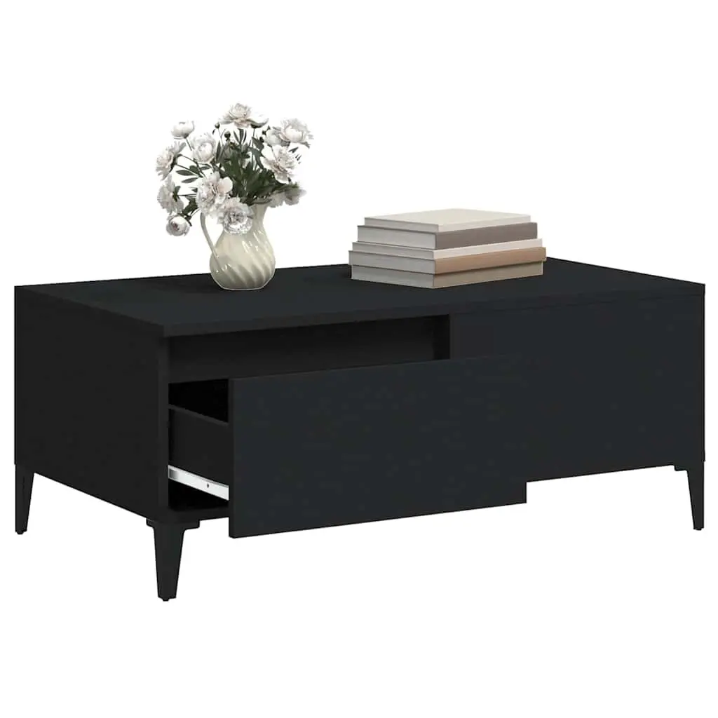 Coffee Table Black 90x50x36.5 cm with Drawer Storage