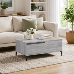 Coffee Table Grey Sonoma with Drawer Storage Living Room Accent Side Table