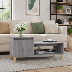 Coffee Table Grey Sonoma Engineered Wood with Storage Compartment Shelf Door