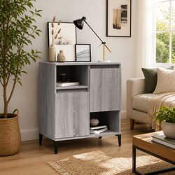 Sideboard Grey Sonoma 60x35x70 cm Storage Cabinet with 4 Compartments Display