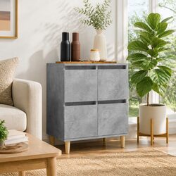 Sideboard Grey Storage Cabinet Engineered Wood Furniture Buffet 60x35x70cm