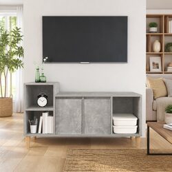 TV Cabinet Grey Engineered Wood Storage Unit Media Console 100x35x55cm