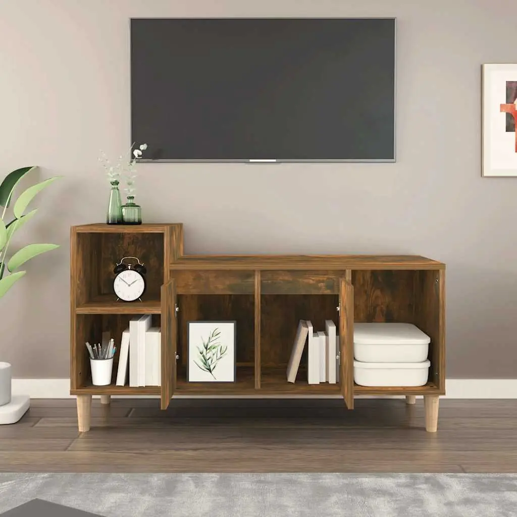 TV Cabinet Storage Unit Engineered Wood 100x35x55cm Smoked Oak