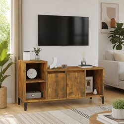 TV Cabinet Media Storage Unit with Doors Compartments Brown Living Room