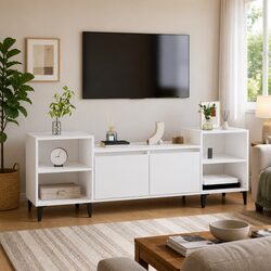 TV Cabinet High Gloss White 160x35x55 cm Storage Unit Media Stand Engineered