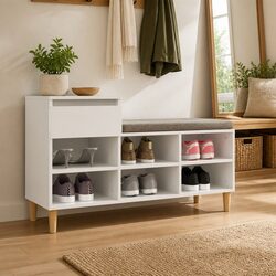 Shoe Cabinet Storage Organiser High Gloss White Engineered Wood 6 Compartments