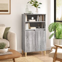 Grey Sonoma Highboard Sideboard Storage Cabinet Engineered Wood 60x36x110cm