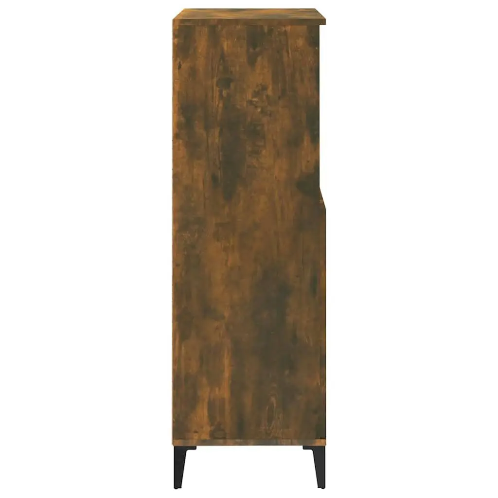Sideboard Highboard Storage Cabinet Engineered Wood Brown with Metal Feet