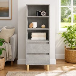 Highboard Grey Engineered Wood Cabinet 40x36x110cm Storage Sideboard Shelves