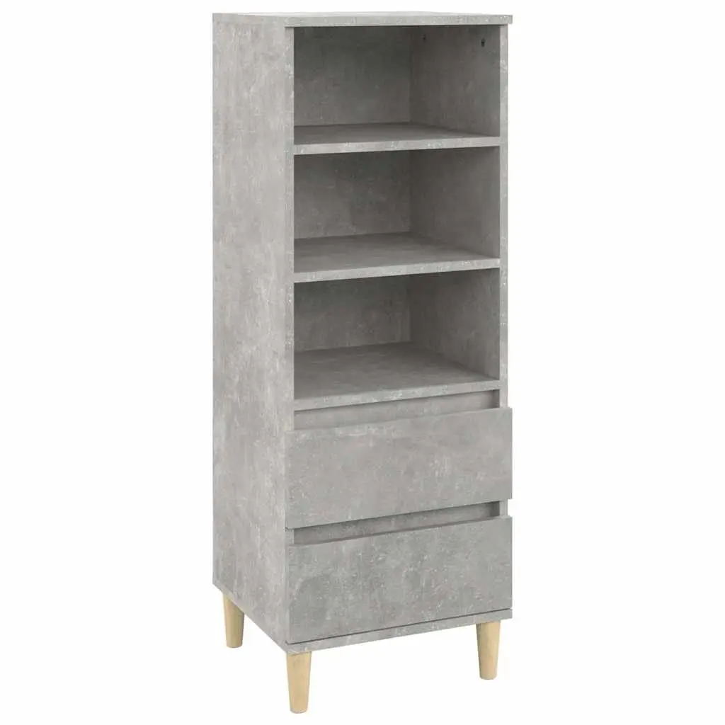 Highboard Grey Engineered Wood Cabinet 40x36x110cm Storage Sideboard Shelves