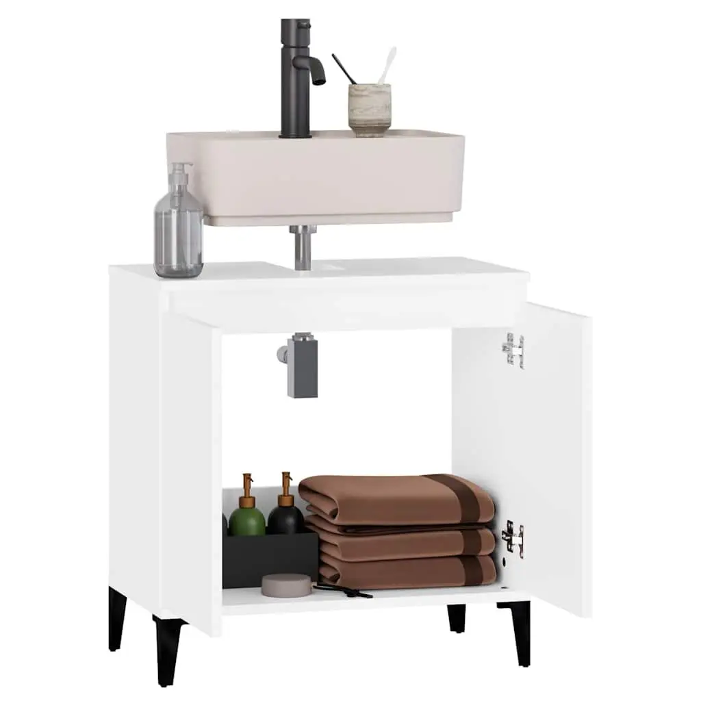 Bathroom Sink Cabinet White Engineered Wood 58x33x60 cm Storage Vanity Unit