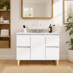 Bathroom Sink Cabinet White 80x33x60 cm Engineered Wood Vanity Unit Storage