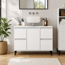 Bathroom Sink Cabinet White Engineered Wood 80x33x60cm Storage Vanity Unit