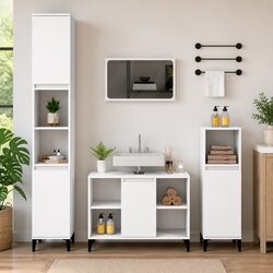 Bathroom Sink Cabinet White 80x33x60cm Vanity Unit Storage Engineered Wood