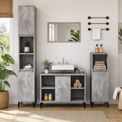 Bathroom Sink Cabinet Grey Vanity Unit Storage 80x33x60cm Engineered Wood