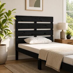 Headboard Black 100cm Solid Wood Pine Slatted Design Bed Frame Bedroom Furniture