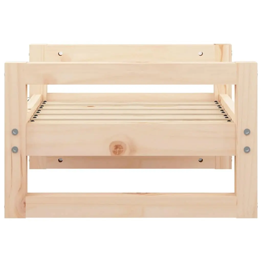 Dog Bed Solid Pine Wood Rectangular Pet Furniture Brown Rustic Design