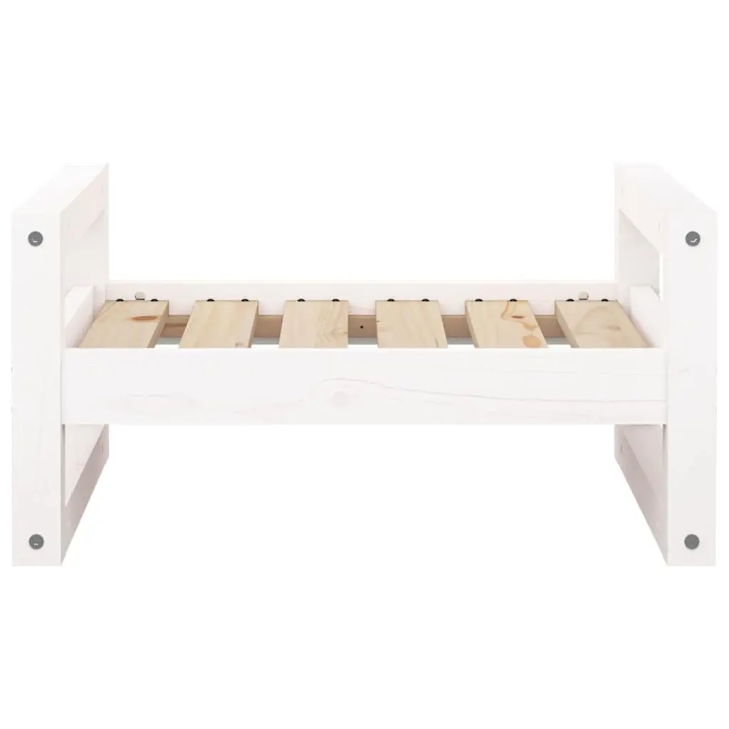 Dog Bed White Solid Pine Wood Rectangular Elevated Pet Sleeping Mat Comfortable