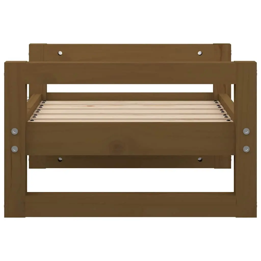 Dog Bed Solid Pine Wood Sturdy Rectangular Frame Brown