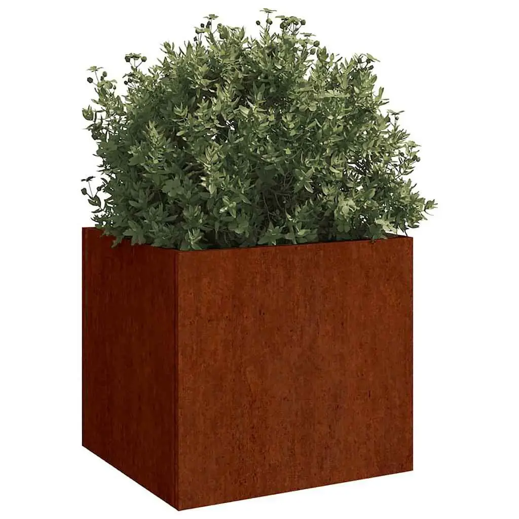 Planters Weathering Steel Outdoor Flower Pots 32 x 30 x 29 cm Brown 2 pcs