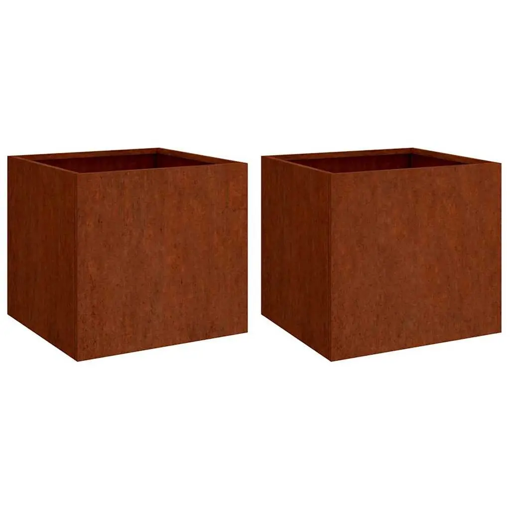 Corten Steel Planters 2 Piece Decorative Raised Bed Garden Patio Flower Box