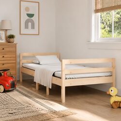 Solid Wood Pine Bed Frame 90x190 cm Brown Slatted Base Bedroom Furniture