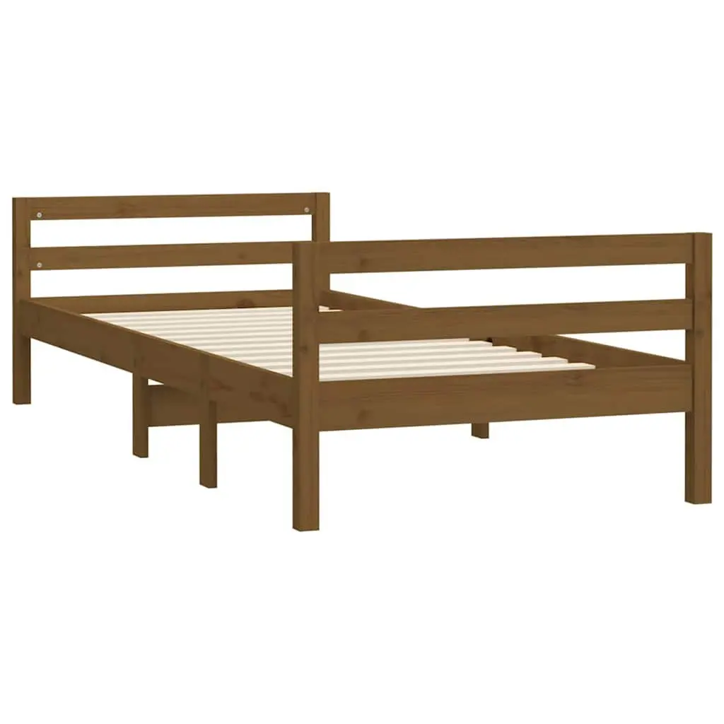 Bed Frame Solid Wood Pine Single 90x190cm Honey Brown