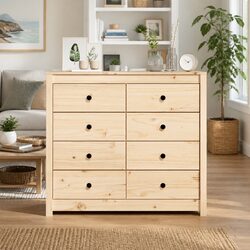 Side Cabinet 100x40x90 cm Solid Pine Wood Storage Sideboard with Drawers Brown