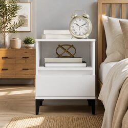 Bedside Cabinet White 40x35x50cm Storage Drawer Compartment Side Table