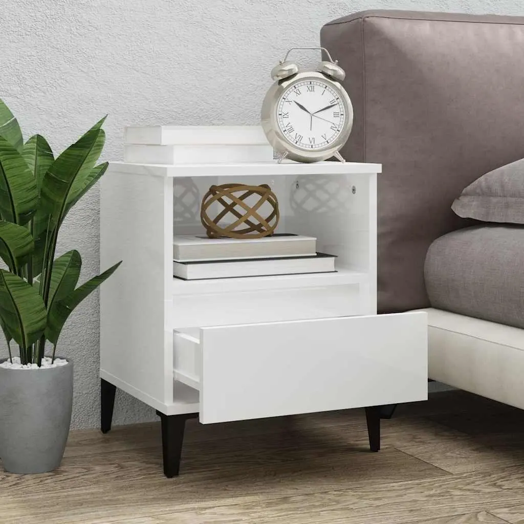Bedside Cabinet 2 Piece Set White Storage Organiser Drawer Compartment Side Table
