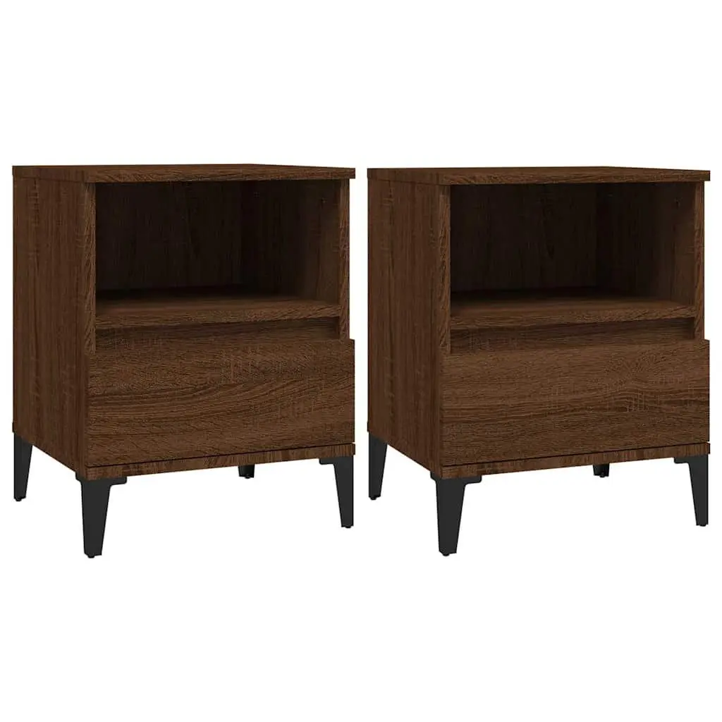 Bedside Cabinets 2 pcs Brown 40x35x50 cm Storage Drawer Nightstand Side Table