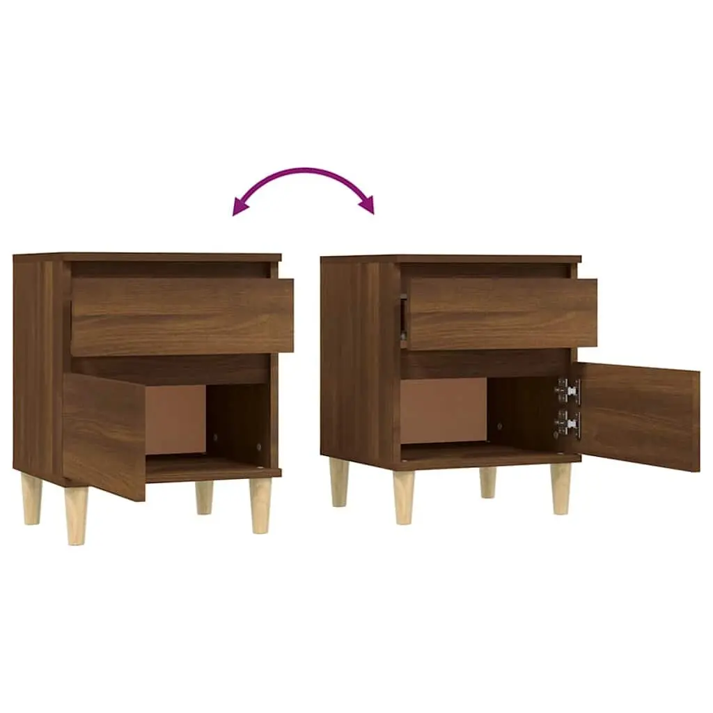 Bedside Tables Pair Engineered Wood Brown Oak 40x35x50cm