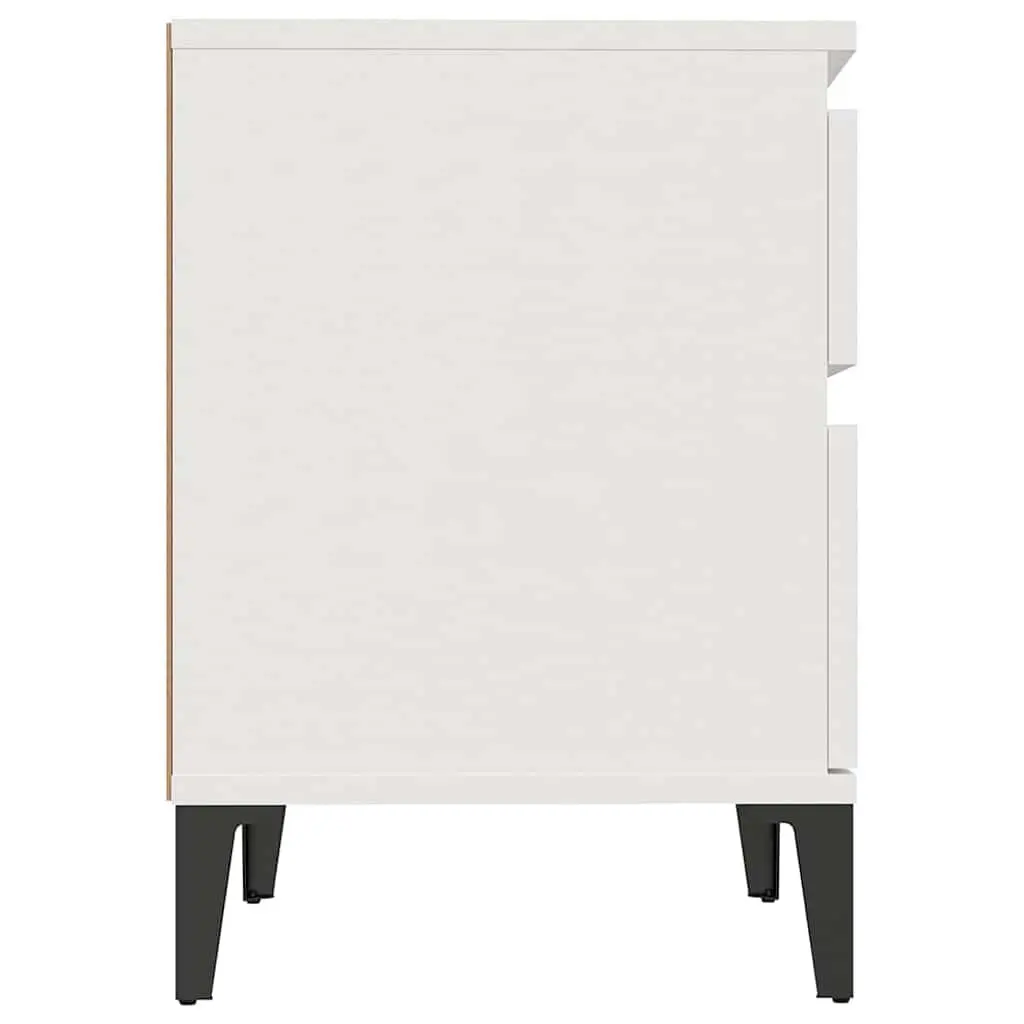 Bedside Cabinets Storage Engineered Wood 2 Piece White Bedroom Nightstands