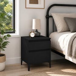 Bedside Cabinet Storage Black Nightstand Bedroom Furniture Organiser