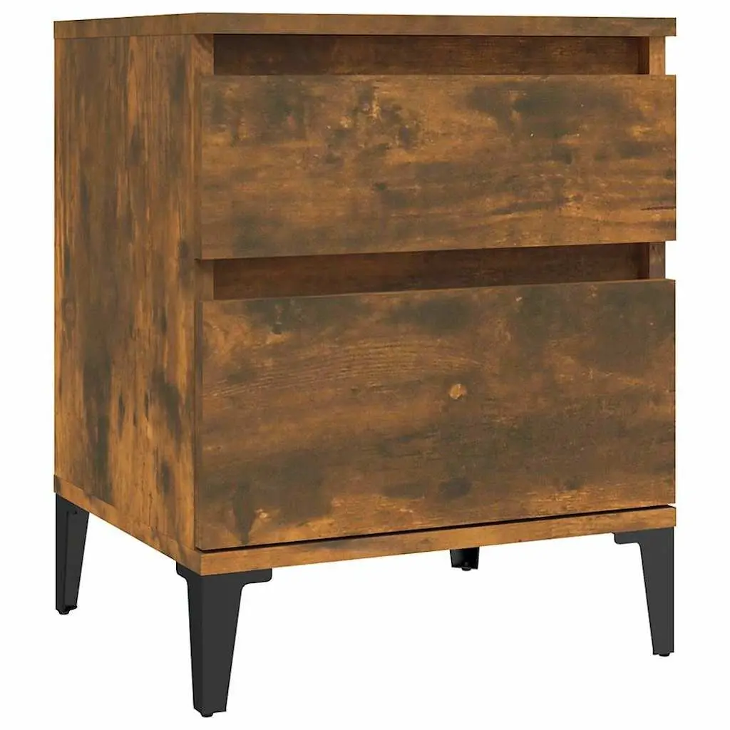Bedside Table Storage Cabinet Engineered Wood 40x35x50cm Brown