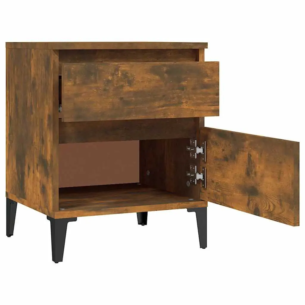 Bedside Table Storage Cabinet Engineered Wood 40x35x50cm Brown
