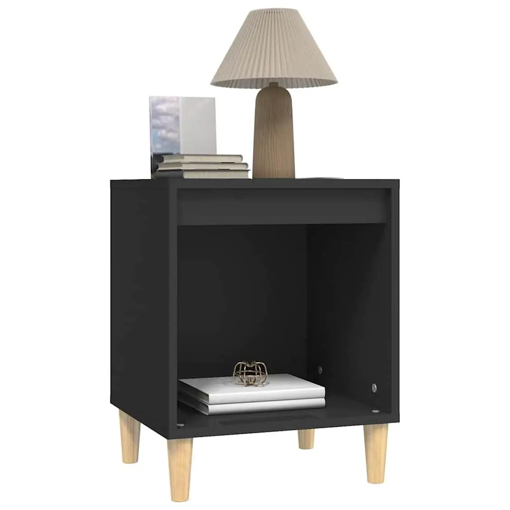 Bedside Cabinet Engineered Wood Storage Nightstand Black