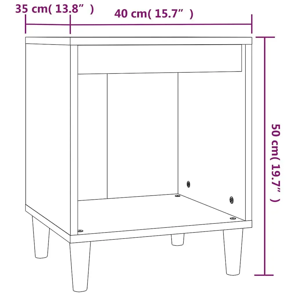 Bedside Table Engineered Wood Storage White High Gloss 40 x 35 x 50 cm