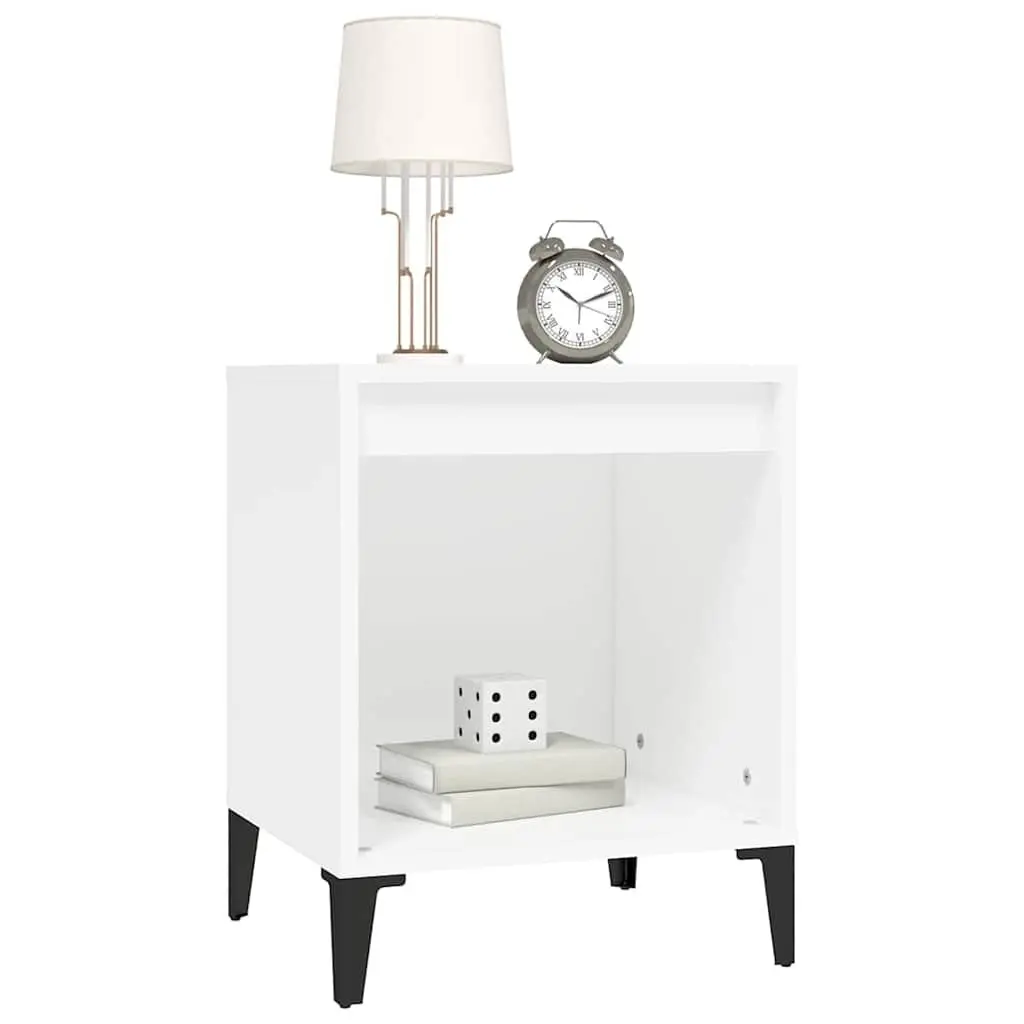 Bedside Tables 2 pcs Storage White Engineered Wood Nightstand Cabinet