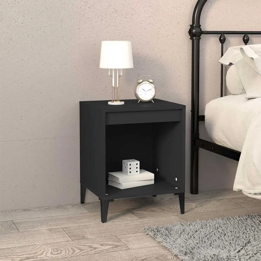 Bedside Cabinets Storage Organiser 40x35x50 cm Black 2 Piece