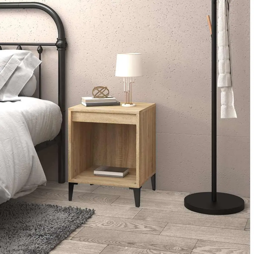 Bedside Table Brown Engineered Wood Storage Cabinet 40x35x50cm