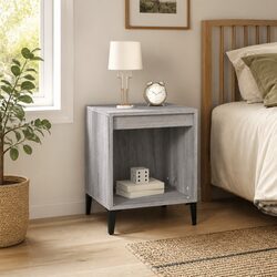 Bedside Cabinet Grey Sonoma Engineered Wood Bedside Table Storage Organiser