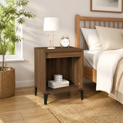 Bedside Cabinet Brown Oak Storage Table Bedroom Nightstand Furniture 40x35x50cm