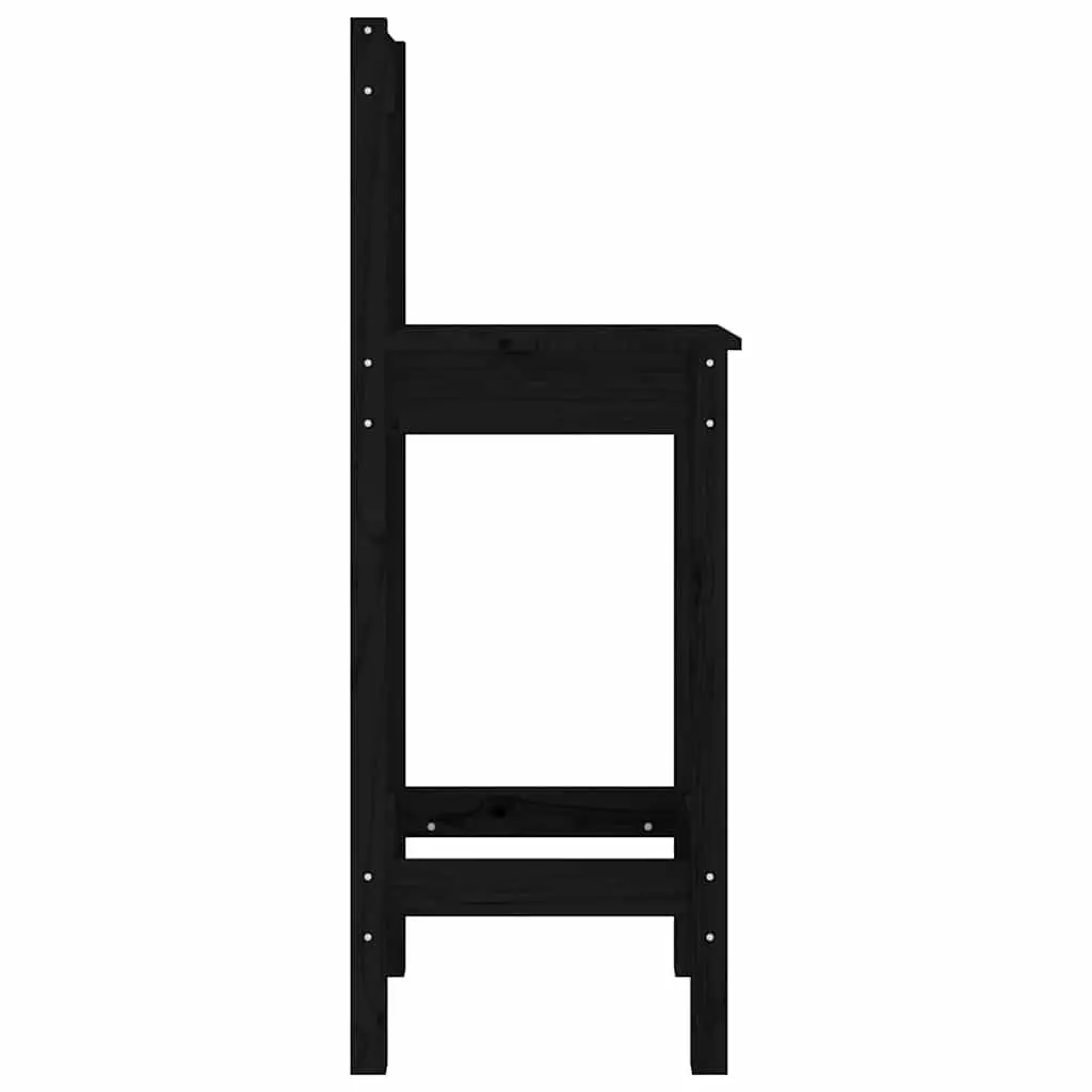Bar Stools Solid Wood Pine Backless 2 pcs Black